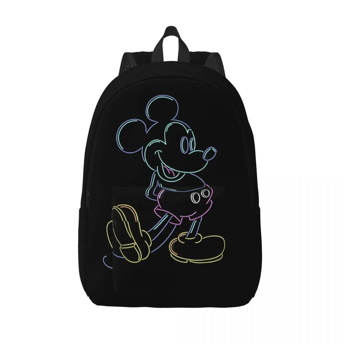 حقيبة ظهر ميكي آند فريندز للرجال والنساء، حقيبة ظهر عصرية للطلاب والأعمال، حقائب قماشية للكلية من ميكي ماوس نيون لاين في الهواء الطلق