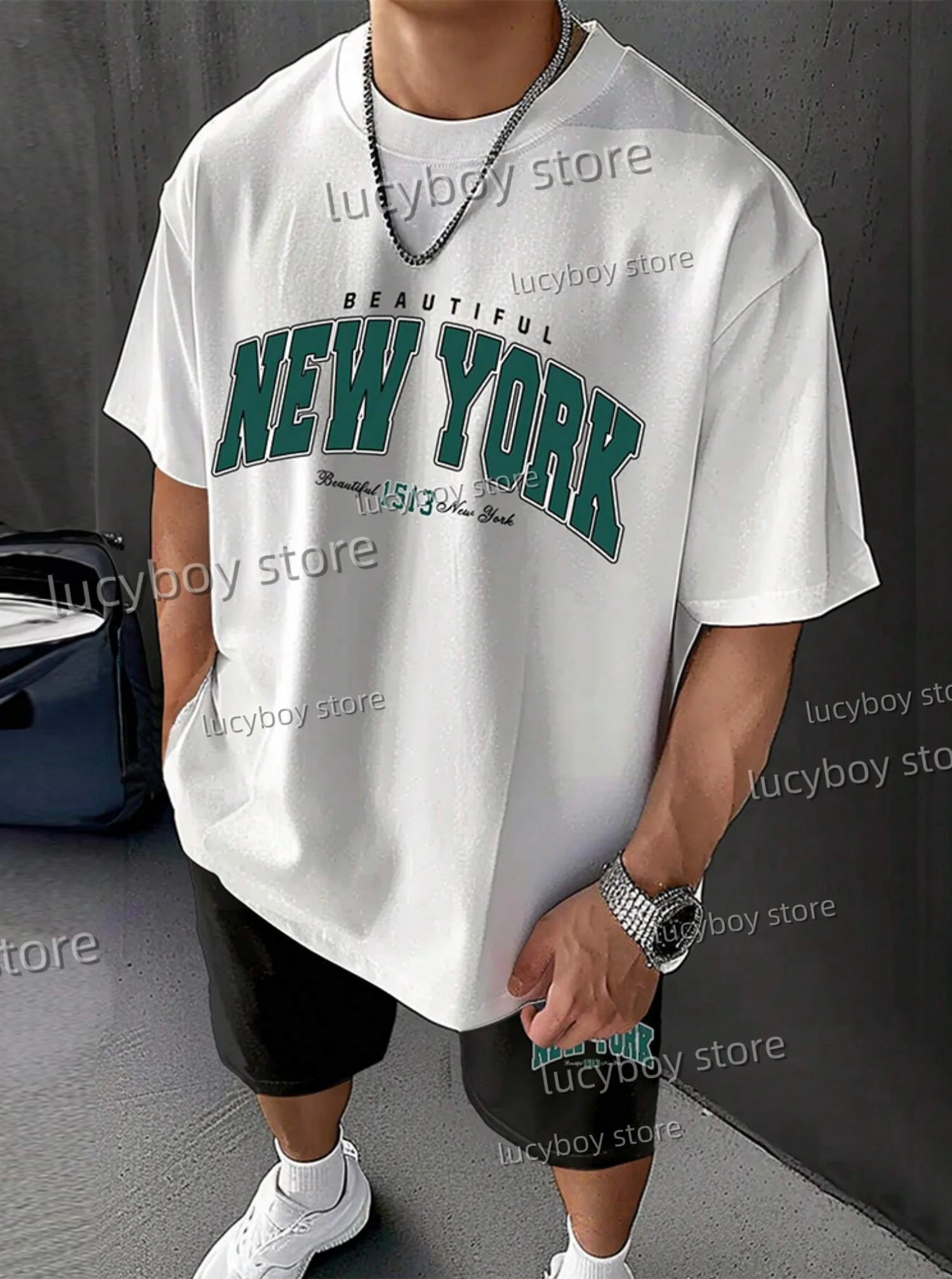 Men NEW YORK tracksuit 2 Piece Set Men T-Shirt Shorts Pants Suit Casual Short Tracksuit  Vintage Outfit Sportswear Male Clothing