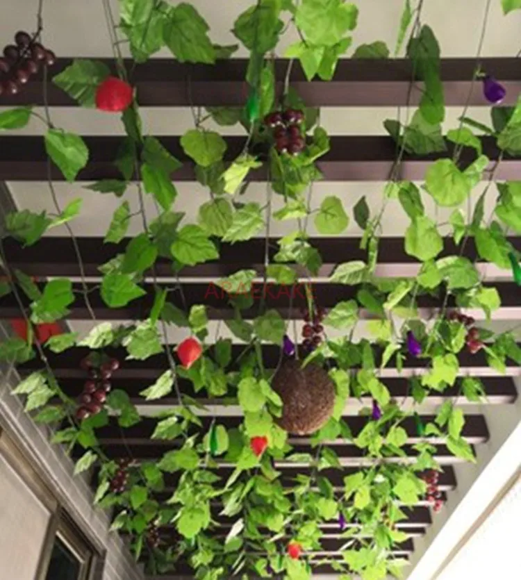 1set Simulated Fruit Vine, Fake Flowers, Grape Leaves, Ceiling Pendant, Decorative Flower, Flower Pulling, Apple view 4