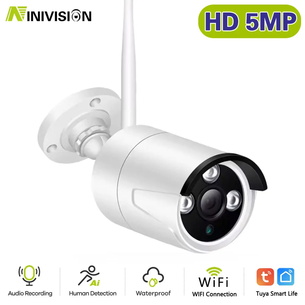 

5MP TUYA APP Wifi CCTV IP Camera P2P Outdoor HD Wireless Wired Smart IP Motion Detection SD Card Slot Security Camera