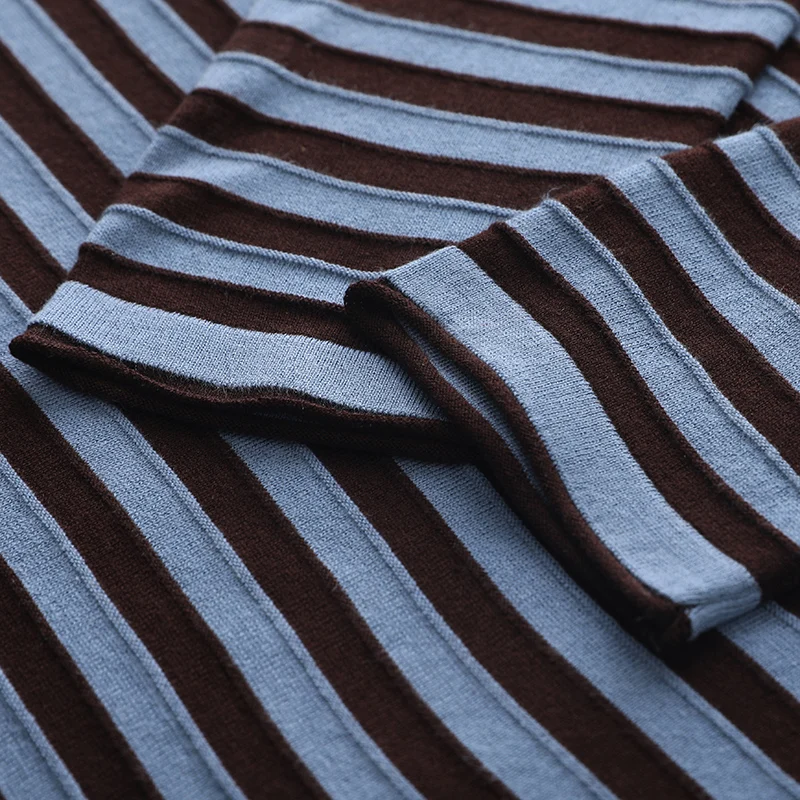 봄 여성 오-넥 긴 소매 스웨터 여성 느슨한 달콤한 패션 탑 하이 엔드 여성 스트라이프 대형 니트 풀오버 여름