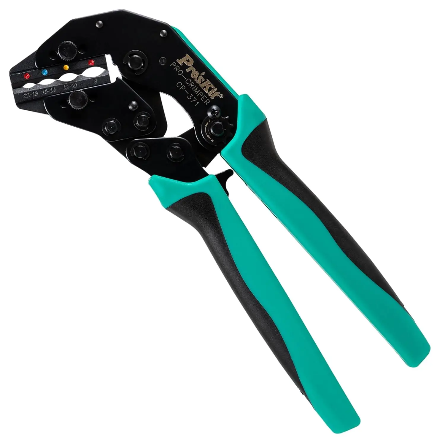 Professional Crimping Tool with Insulated Terminal Die for 22-8 AWG Wires, Multi-Size