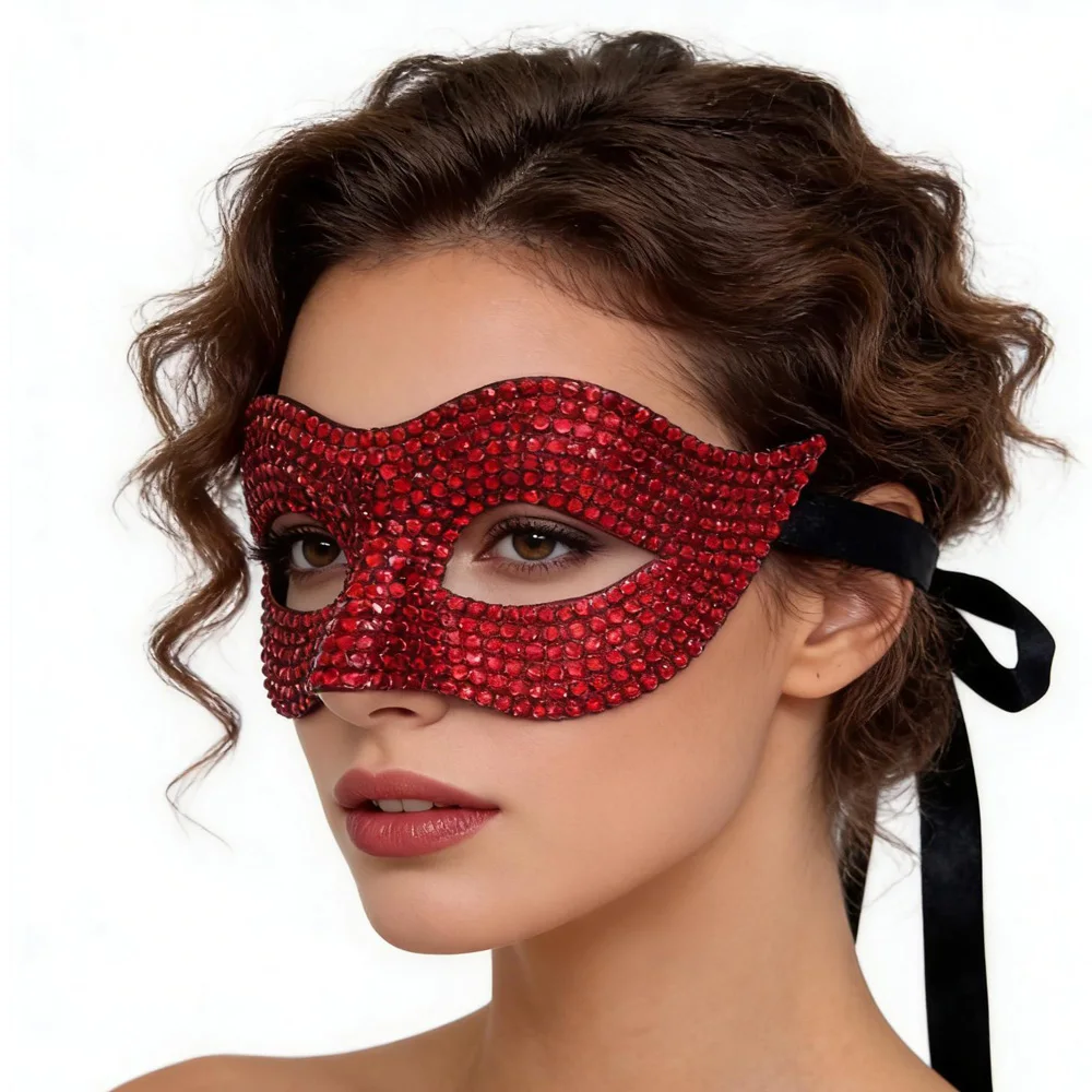 

Cosplay Diamond Studded Half Face Mask Bar Masquerade Shiny Women Masks Halloween Carnival Party Costume Props