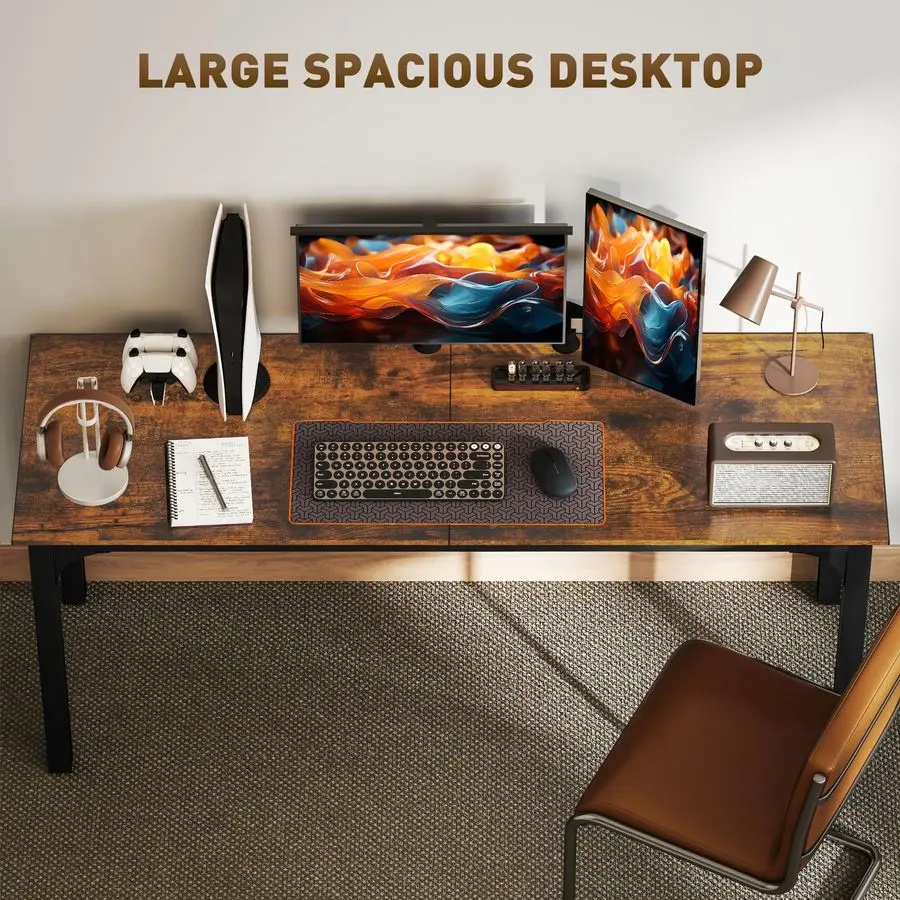 Modern Simple Large Computer Desk, 71 Long Home Office Desk for Two Person, MultiPurpose Computer Table for Home Office Study, R