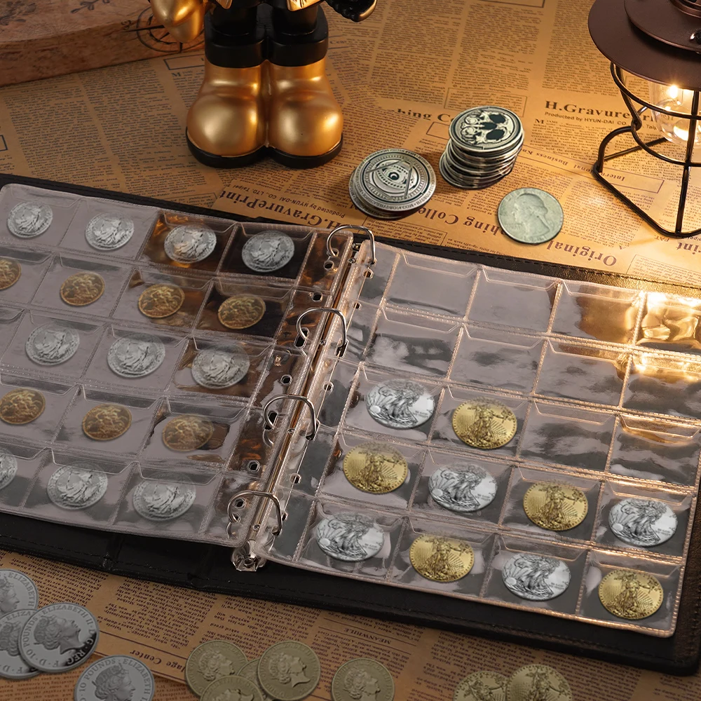 200/300 Pockets Coins Collection Book Commemorative Coin Money Collecting Organizer Storage Album Transparent Loose-Leaf Bags