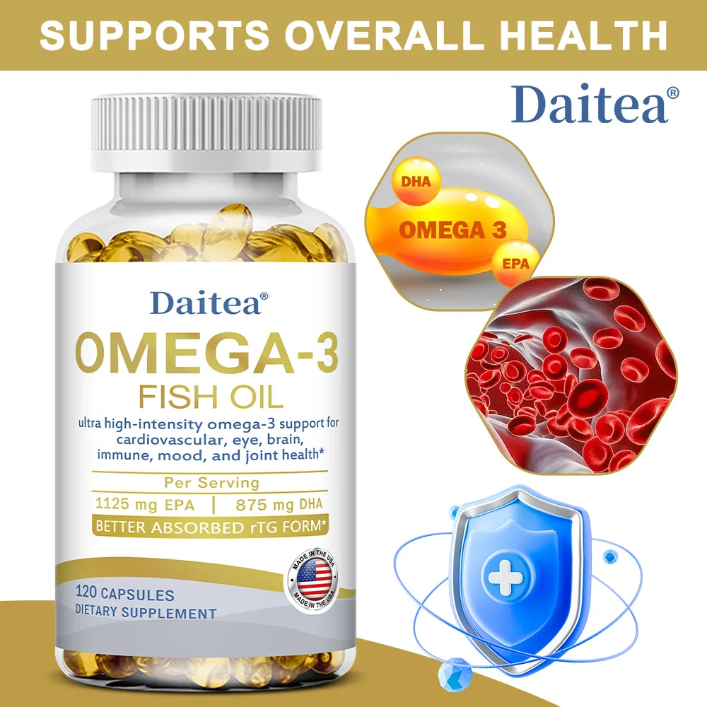 

OMEGA-3 Fish Oil Capsules, Ultra-High Strength Omega-3s, Support Cardiovascular, Eye, Brain, Immune, Mood, and Joint Health