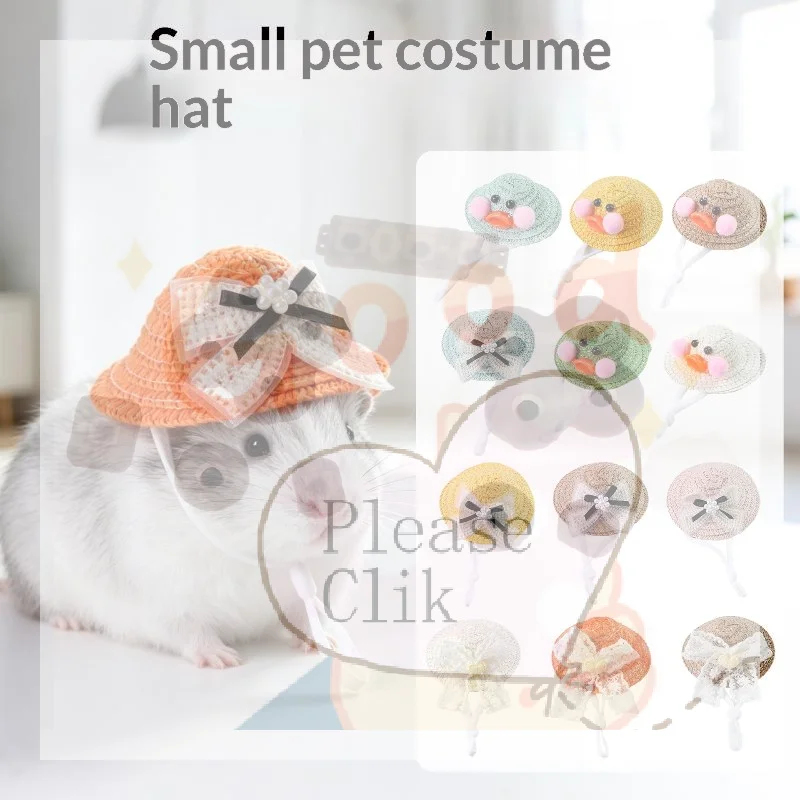 【HG】Cute Small Pet Crochet Hat Mini Pet Hamster Parrot Chipmunk Headwear For Hamster Guinea Pig Small Pet Decoration Accessories