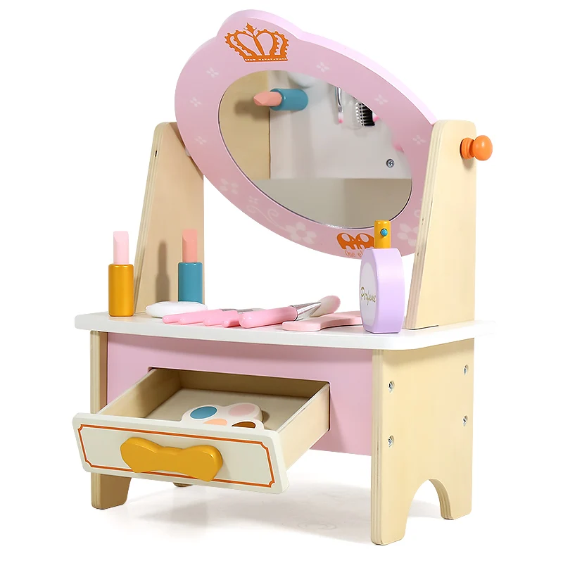 New design Kids dressing table wooden dresser toys simulation puzzle toy