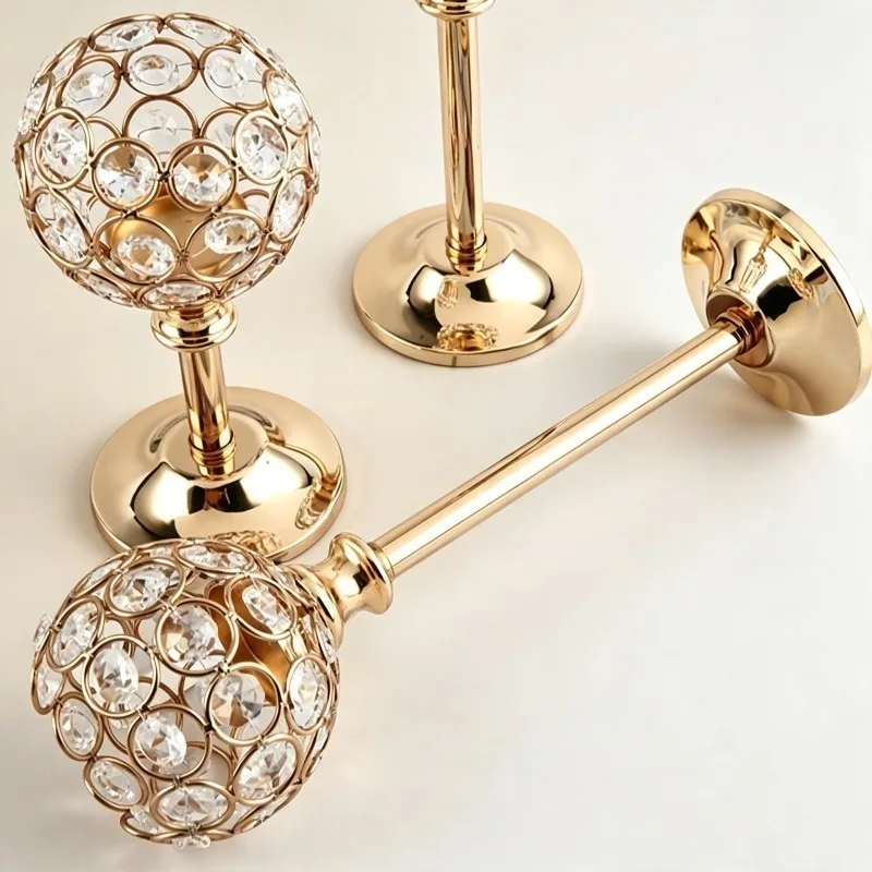 Crystal Candle Holder Gold 3Pcs Candlestick Home Decor Mini Candles Stick Holders Candlelight Dinner Props Candles Candlesticks