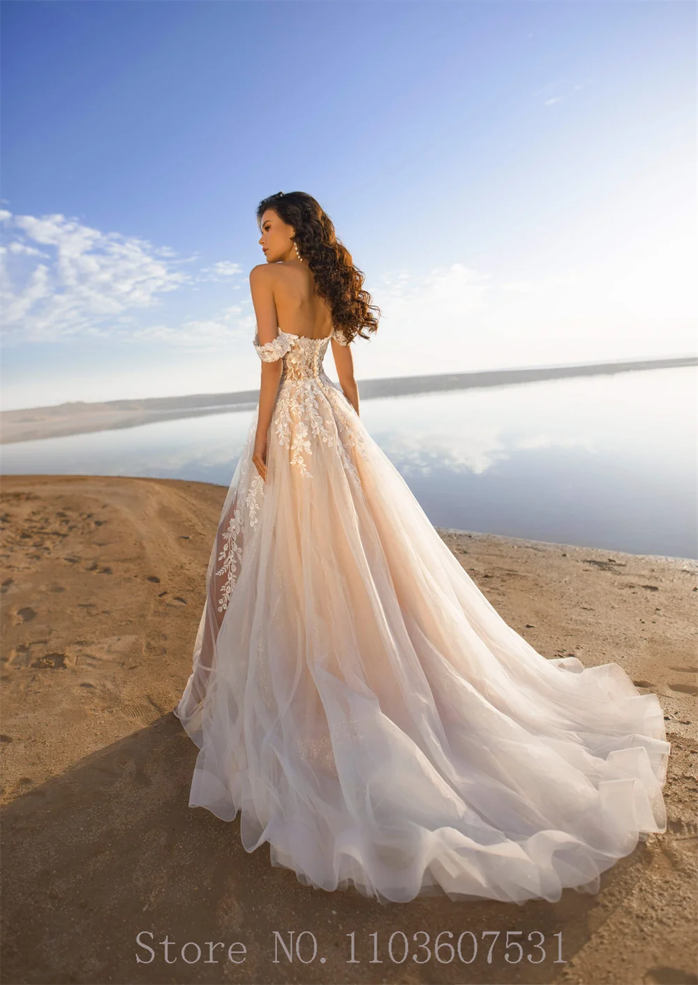 Off The Shoulder Applique Tule Trouwjurk Voor Bruid Sweetheart Kraag A-Line Side Split Court Trouwjurk Robe De Mariée