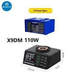 100W 8 Ports USB Charger Wireless Charging Digital Display Screen QC3.0 PD3.0 Quick Charge USB X9d X9D MECHANIC Charge Station