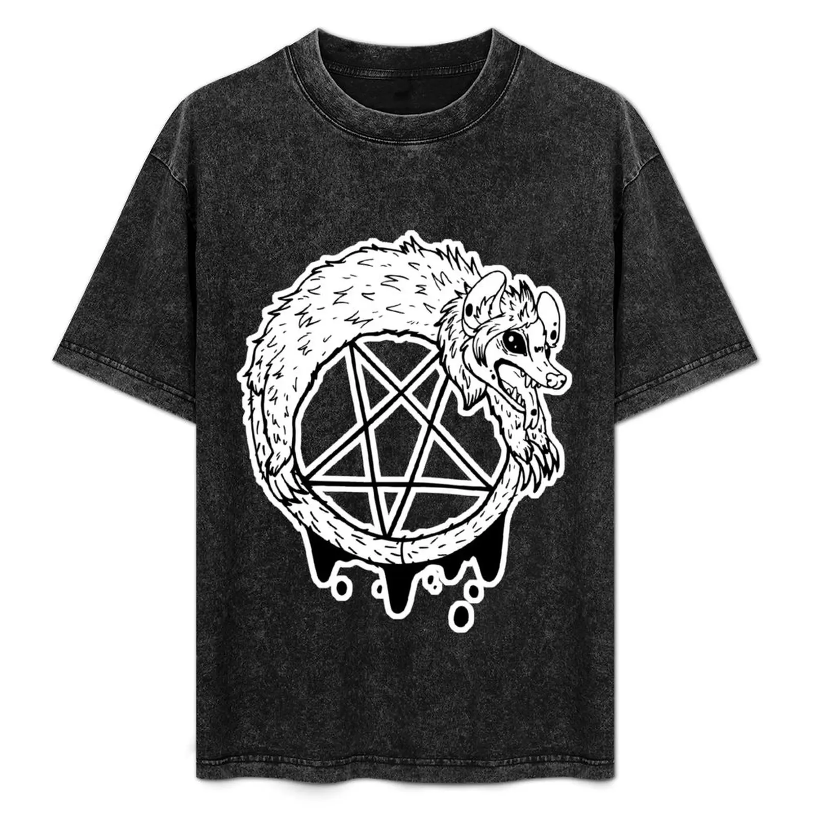 Pentagram Satanic Furry Gothic Possum T-Shirt blanks anime tshirt custom shirt oversized men t shirts