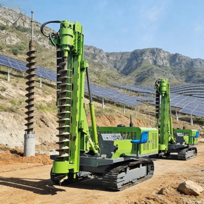 Crawler Solar Pile Driver with Hydraulic Hammer No Compressor Needed for PV Plant
