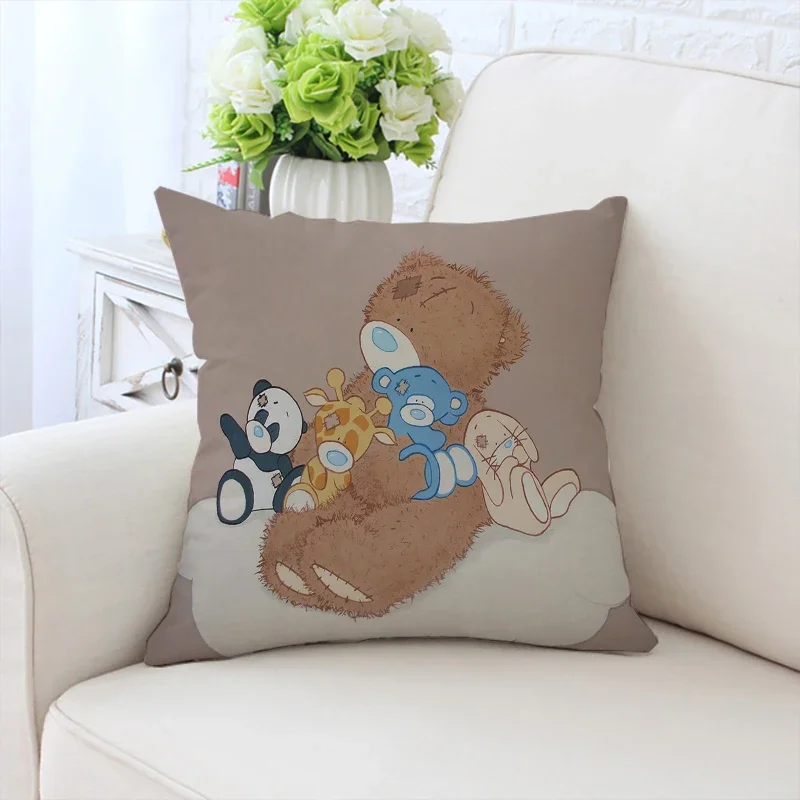 Cute Throw Pillow Cover Teddy Bear Sofa Decoration Cushion Cover Bed Decoration Pillow Cover Birthday Customized Gift 50x50cm