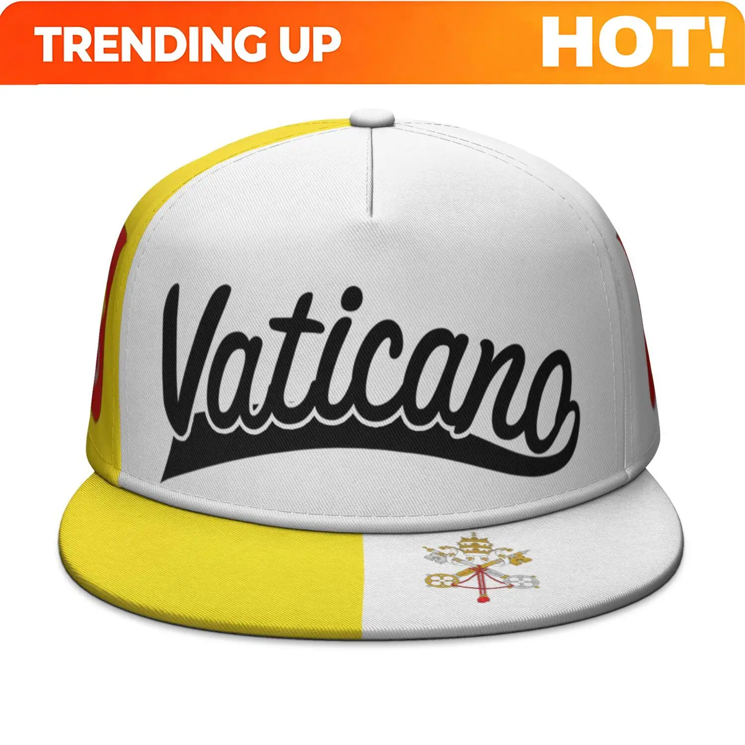 Vatican City State Free Custom Made Name Number Team Logo Brimmed Cap Country Travel Latin Nation Vaticano Flag Hip-hop Hat