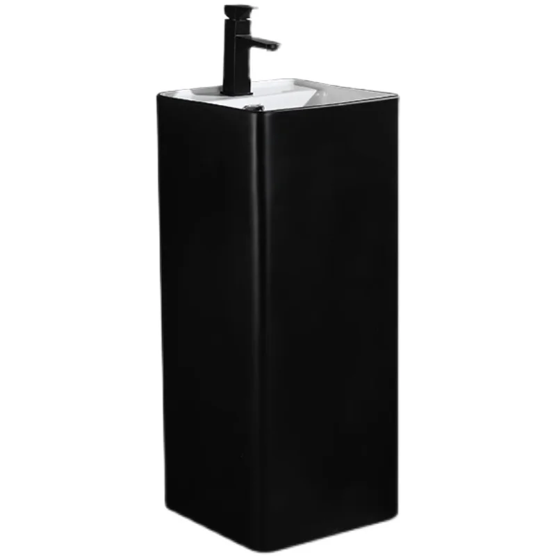 Green ceramic column basin home balcony integrated wash a face simple matte floor-standing square wash your hands.