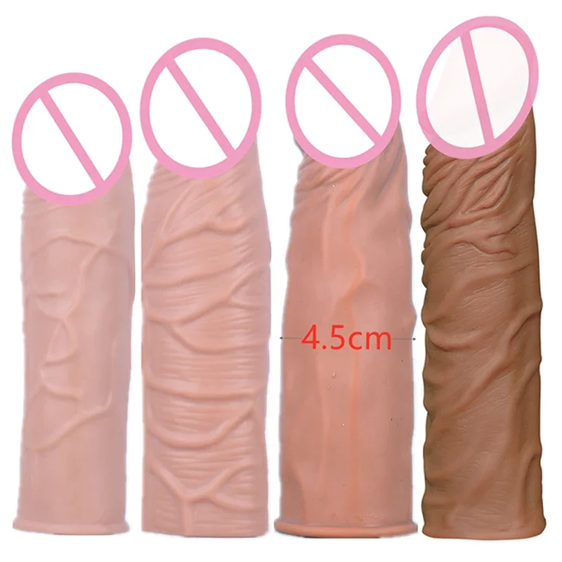 Penis enlarger extended sleeves reusable condom Dick time delay ejection adult erotic sexy goods sex toys for men gay sexshop