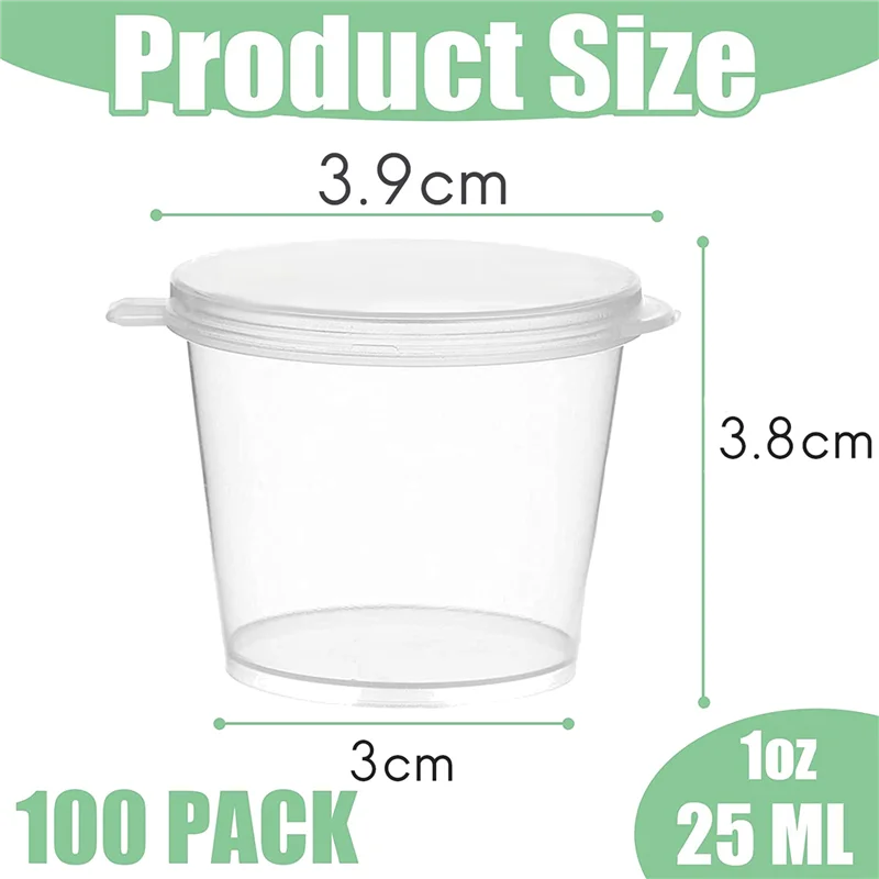 ABWR-200 X 1Oz Round Food Container Pots With Lids,Hinged Sauce Pots Reusable Jelly Shot Cups Small Deli Pot Restaurants - view 5