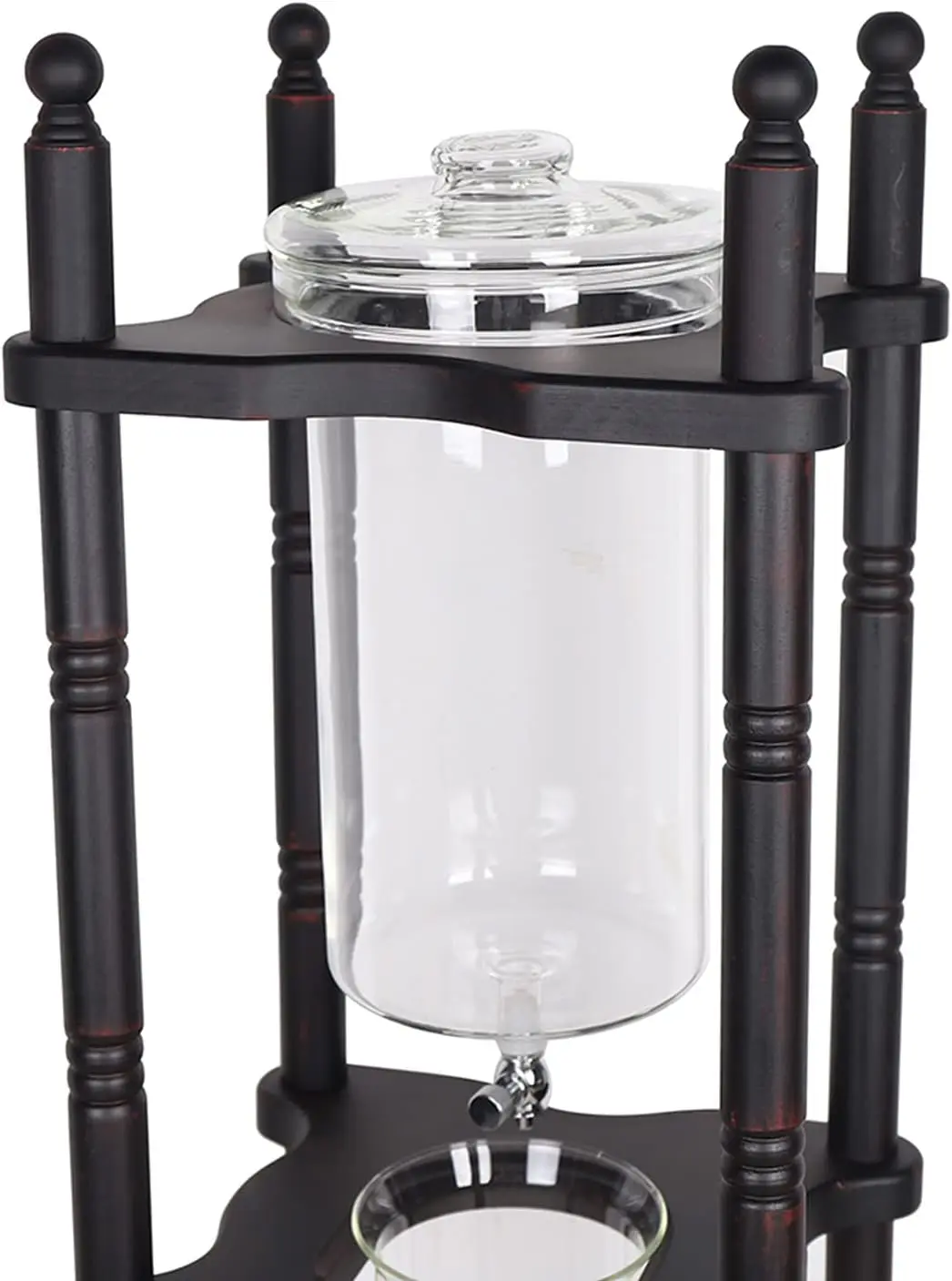 Torre de fabricação fria cafeteira gelada 2500ml recipiente de vidro vertical estilo japonês e suporte de madeira 25 copos com gotejamento lento tec