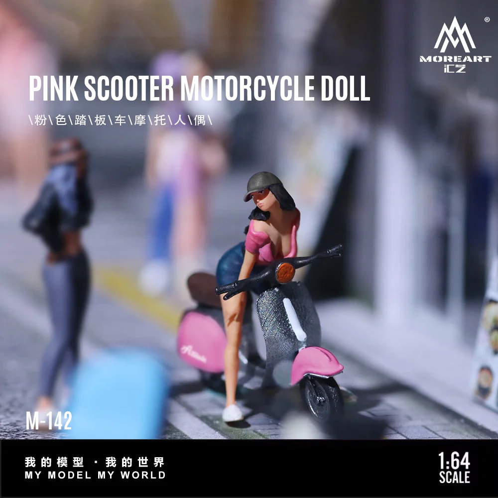 

*Pre-order**More Art 1:64 Pink Scooter Motorcycle Doll Set Model For Display & Collection & Gift
