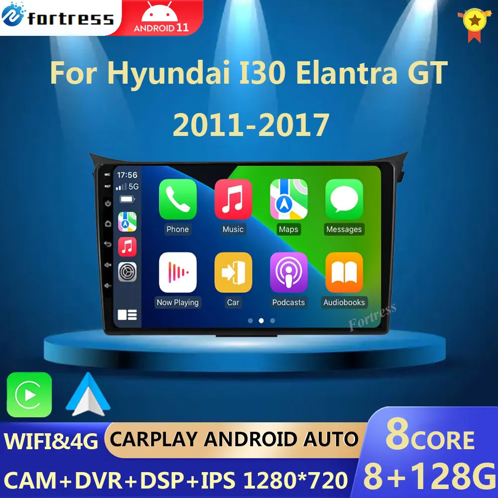 

Автомагнитола Android 13 мультимедийный плеер GPS для Hyundai I30 Elantra GT 2011-2017 Carplay Android Авто DVR DSP 2 Din стерео