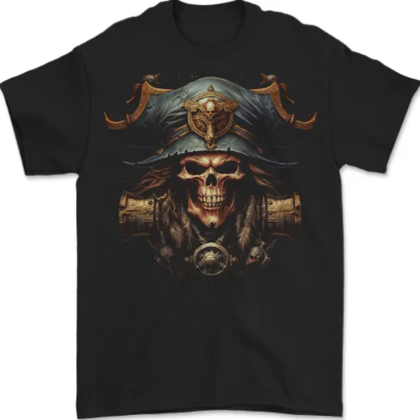 

Pirate Skull Mens T-Shirt 100% Cotton Outdoor casual fashion trendy T-shirt