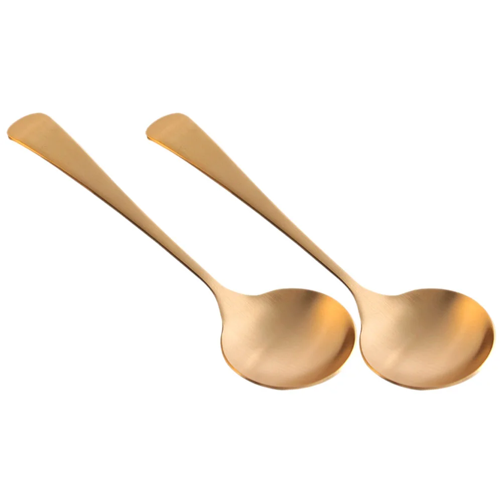 

2 Pcs Handmade Pure Copper Spoon Portable Labor-saving Soup Spoons for Home Serving Dessert Decor Large