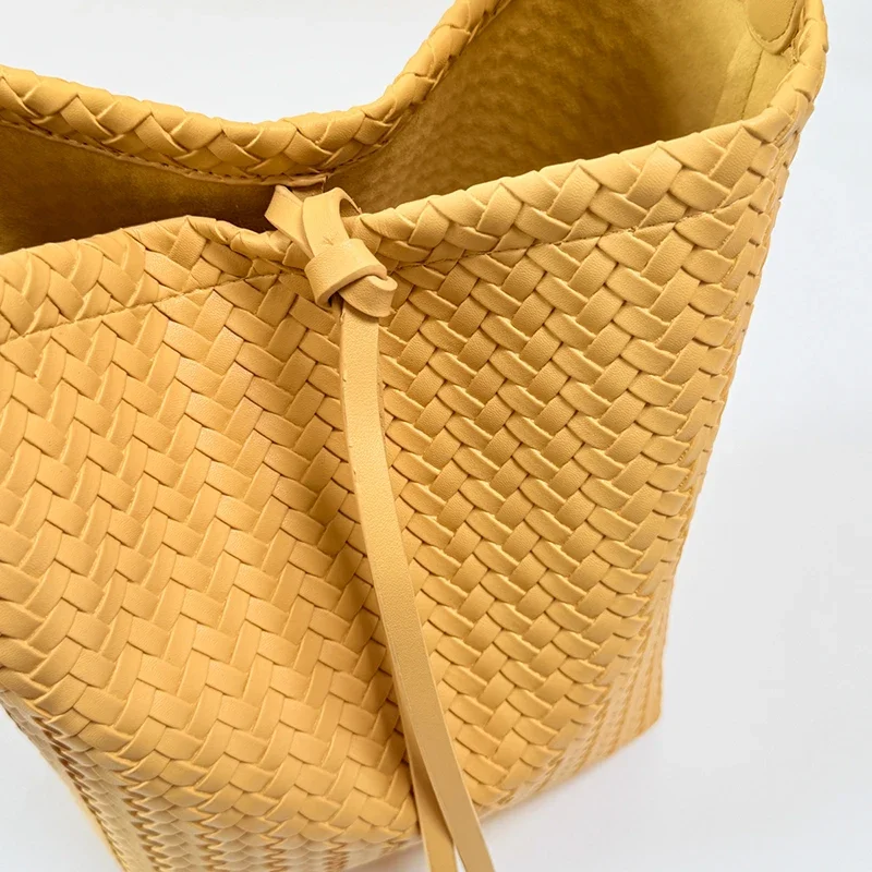 Koreanische Rattan-Geflecht-Unterarmtasche, Damen-Bucket-Tasche, Sommer-Strand-Reisetasche, Russische Trendige Einkaufskorb-Handtasche – Detail 3