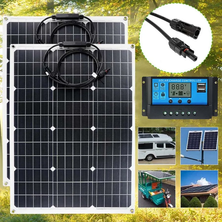 Solar Panel Kit Complete 20V USB With 10-100A Controller Solar Cells for Car Yacht RV Boat Moblie Phone Battery Charger Dropship