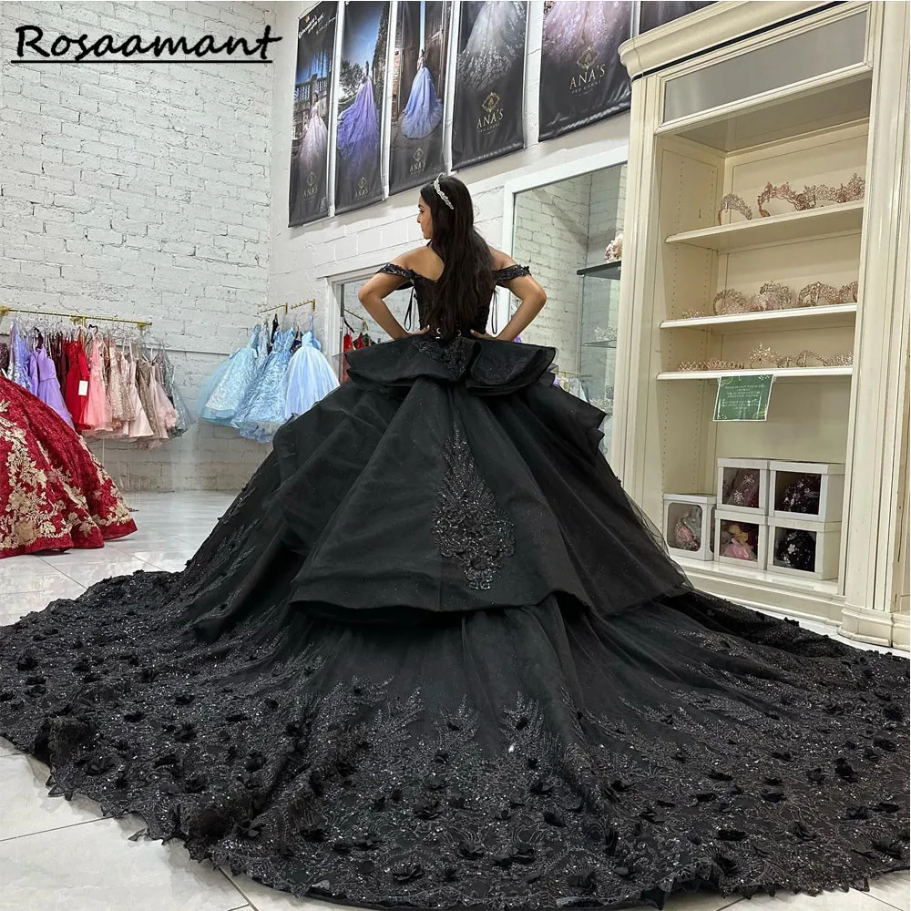 Black Sweetheart Ball Gown Quinceanera Dresses Tulle Lace Formal Vestido De 15 Anos Quinceanera 2023 Princess Party Dress