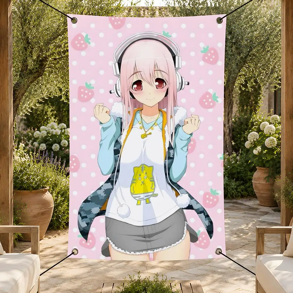 SoniAni: Super Sonico the Animation Flags Supporter Flag Banner for Bedroom Dorm Wall Garden Yard Porch Patio Home Party Decor