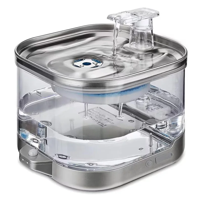 

Pet Supplies Cat Fountain Stainless Steel Battery Powered Wireless Band Sensor Automatic Recirculation Water Dispenser