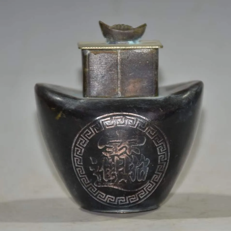 Pure Copper and White Copper Attract Wealth and Treasure, Gold Ingot Jar