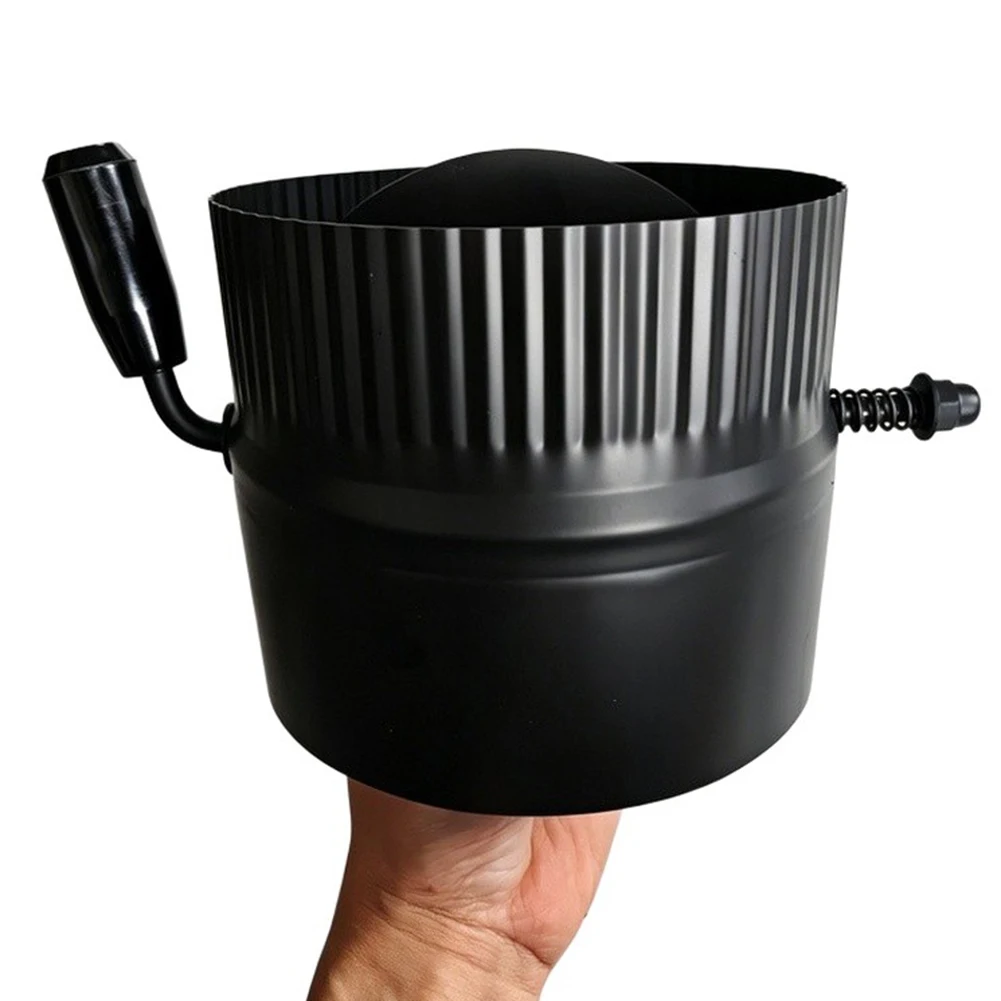 Black 150mm Flue Gas Regulating Valve For Wood Stove Pipe Efficient Airflow Control Heat Retention Stainless Steel Fireplace Too