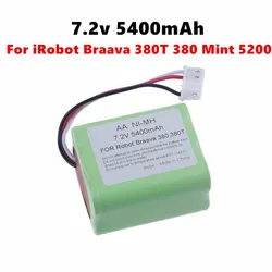 7.2V NI-MH 5400mAh Battery for iRobot Braava 380T 380 390T Mint 5200 5200B 5200C Vacuum Cleaner upgraded 3000MAH NI-MH Battery