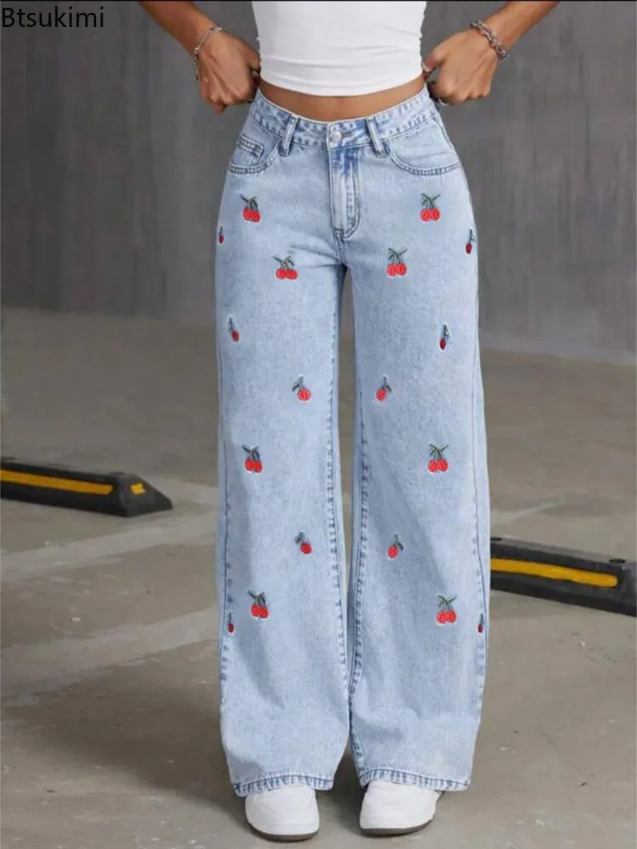2026 High Waist Loose Straight Wide Leg Denim Pants Women's Vintage Casual Drape Long Jeans Street Style Female Baggy Trousers