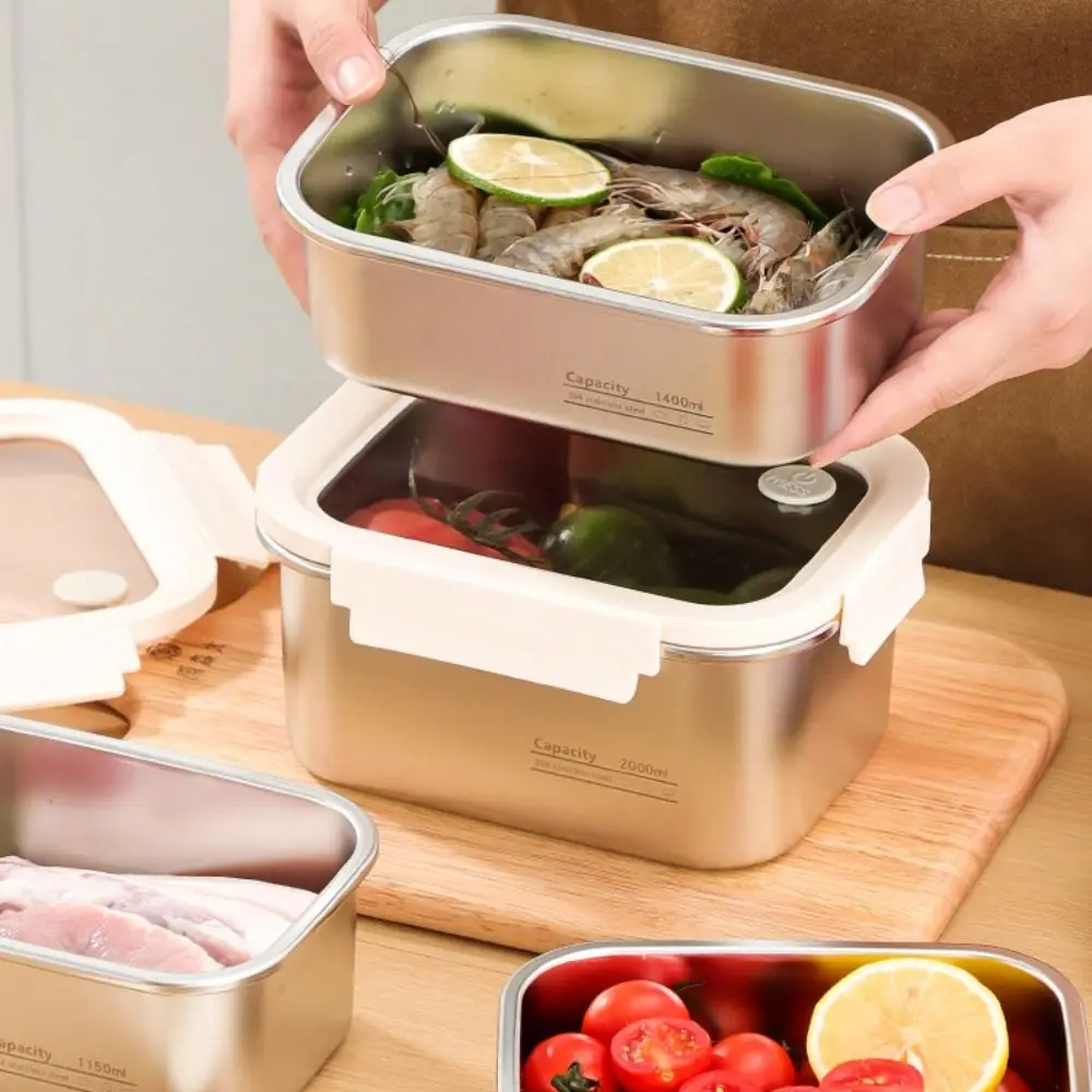 

Контейнер для фруктов, герметичный контейнер из нержавеющей стали, портативный многоразовый контейнер для хранения продуктов питания, большая вместительная коробка для завтрака, сохраняющая свежесть