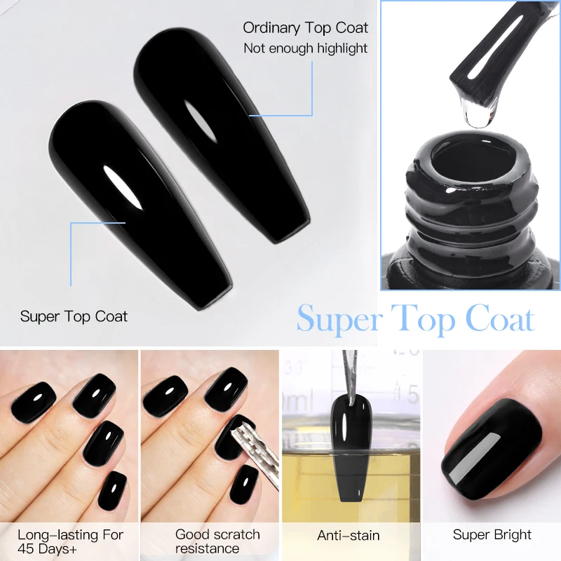 Mtssii Base Top Coat Gel Polish UV Soak off Transparent Gel Varnish Semi Permanent Nail Art Manicure Gel Varnish Matte Top Coat