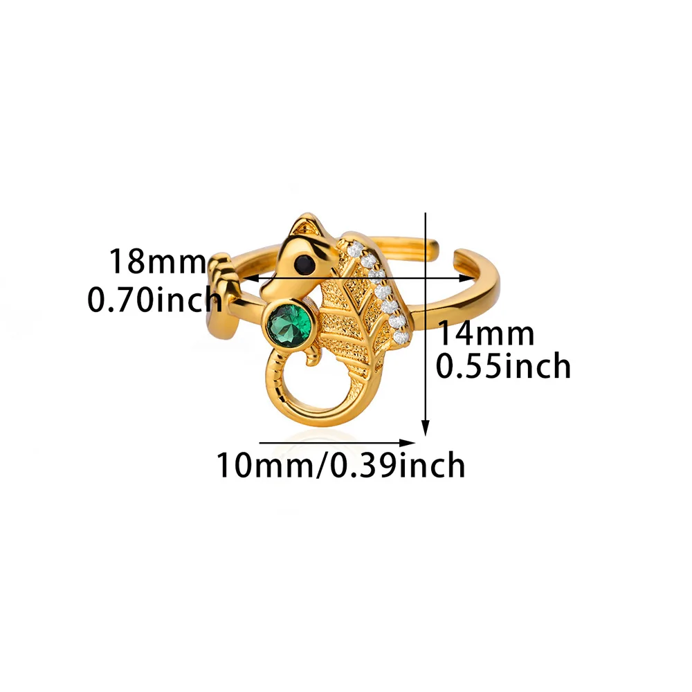 Mini Zircon Wave Seahorse Rings for Women Gold Color Open Adjustable Finger Ring Aesthetic Wedding Jewelry Gift anillos mujer image 4