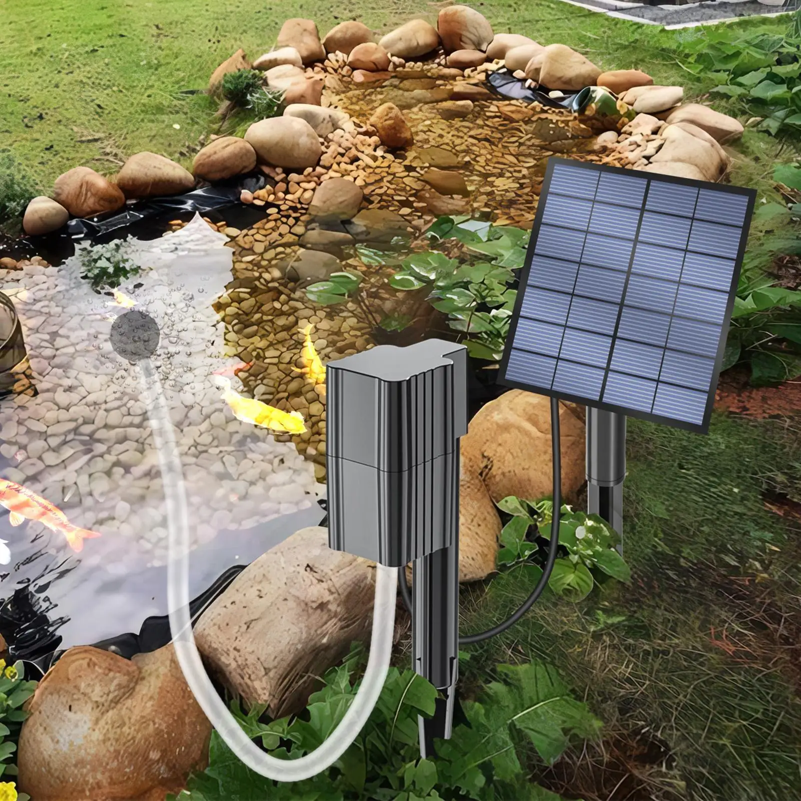 Solar Powered Pond Aerator 2.5W Direct Drive Air Bubbler Oxygenator Pump For Outdoor Fish Pond Aquarium Fishing