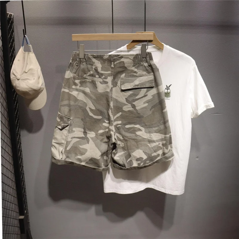 Men's American Cargo Camo Heavyweight Vintage Loose Multi-Pocket Casual Daily Summer 5-Inch Shorts