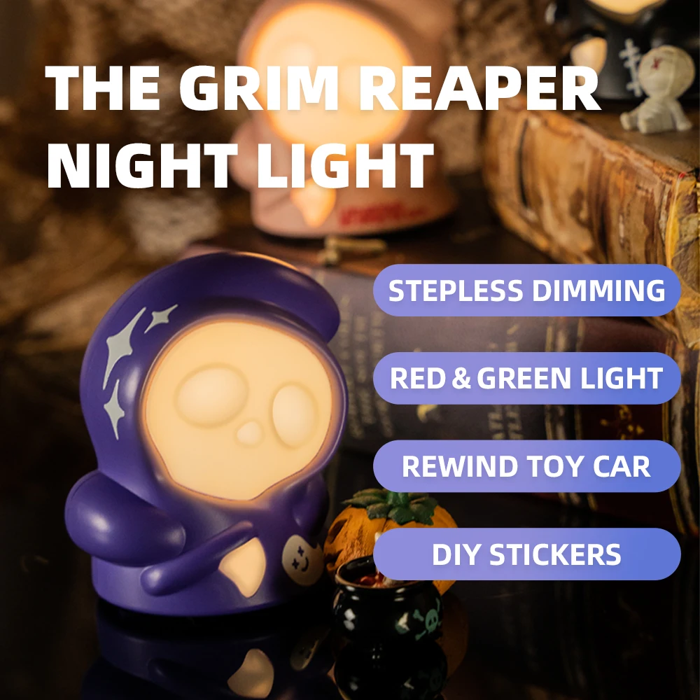 Halloween Ghost Night Light Rechargeable 3 Color Adjustable Creative Lighting Ornaments For Kids Gift Festive Party Desk Decor