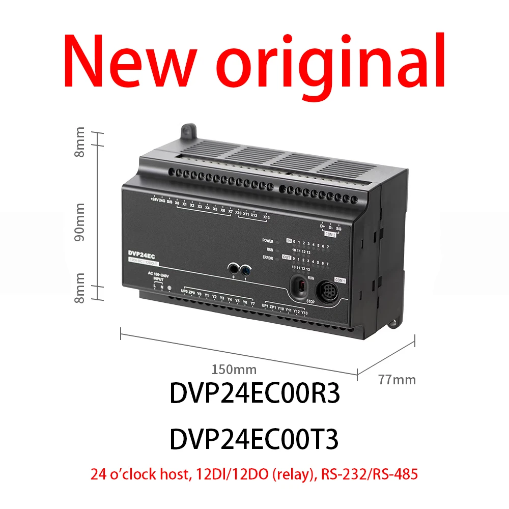 

DVP24EC00R3 DVP24EC00T3 24 o'clock host,12Dl/12DO (relay),RS-232/RS-485 PLC controller
