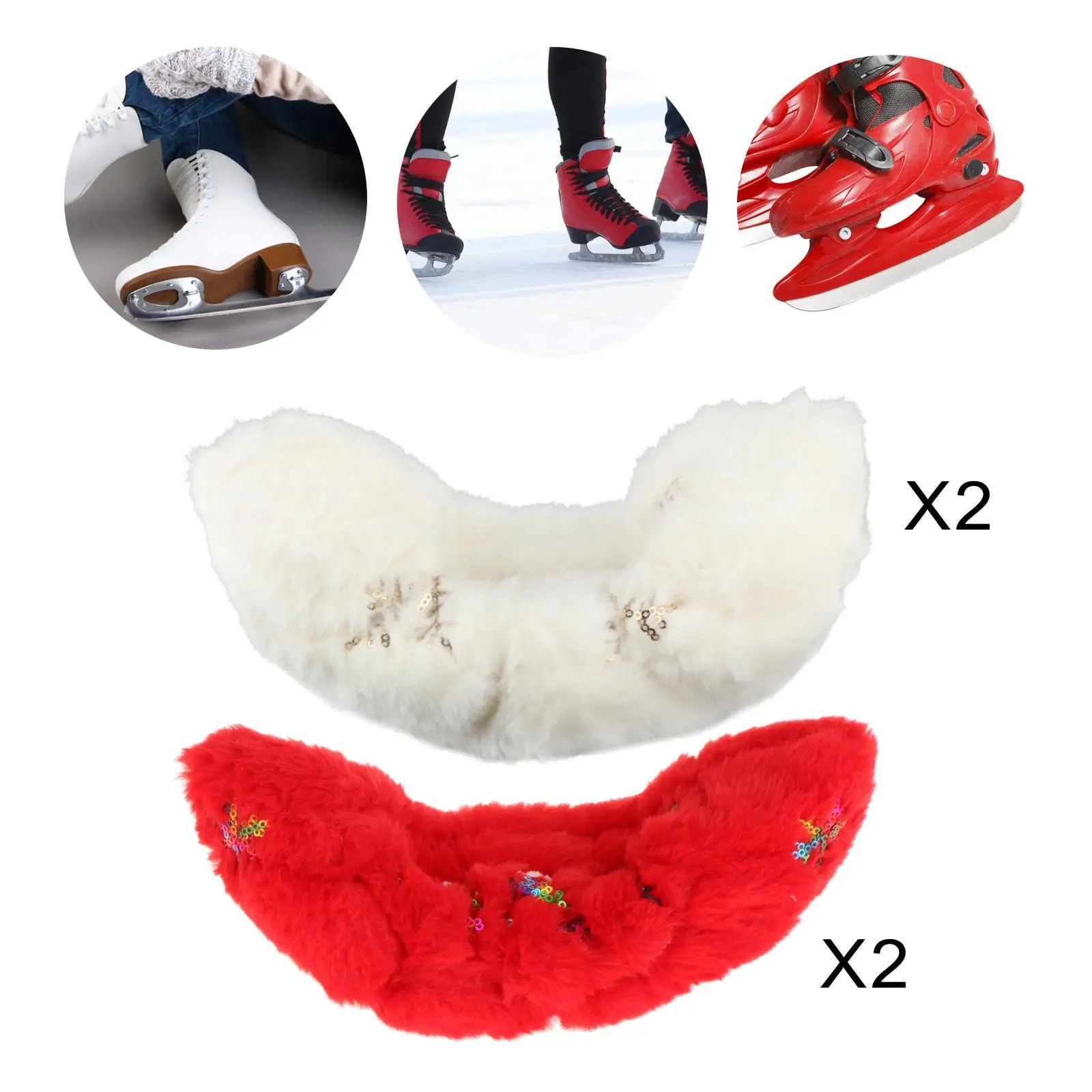 Ice Skate Plush Blade Covers para Homens e Mulheres, Vermelho, Esportes, Hóquei