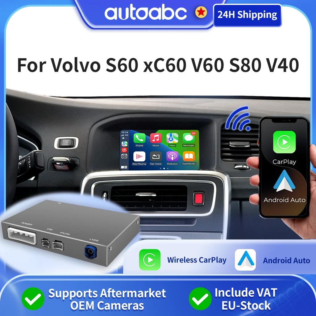 Kit de rétrofit sans fil CarPlay Android Auto pour Volvo V40 V60 S60 XC60 S80 2015-2018, boîtier décodeur d'interface Mirror Link CarPlay