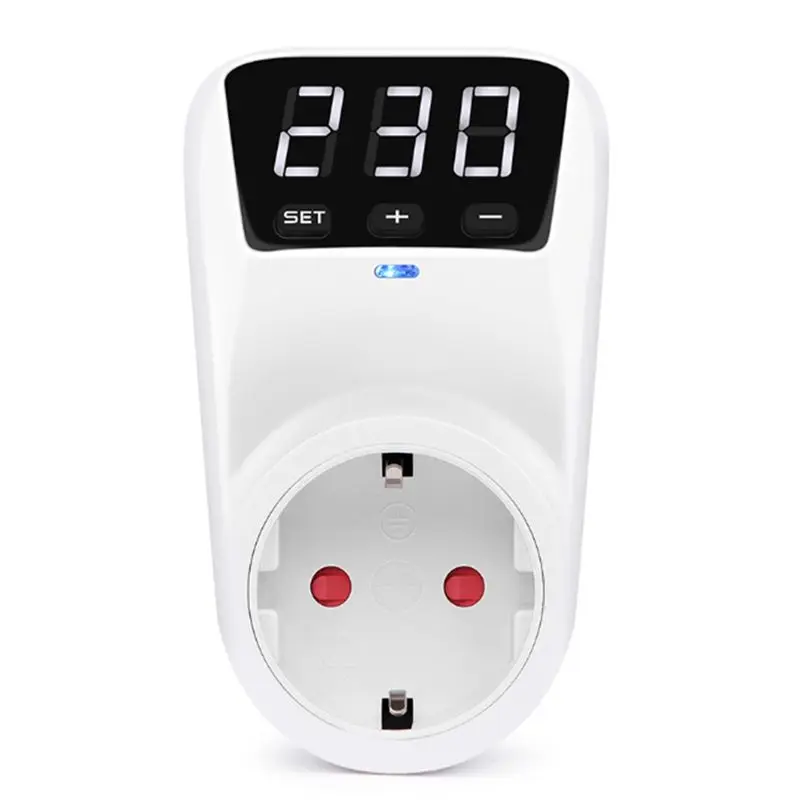 A97I-LED Display Voltage Protector Socket AC 230V  Adjustable 16A Power Protector Socket With Automatic Reset Function EU Plug