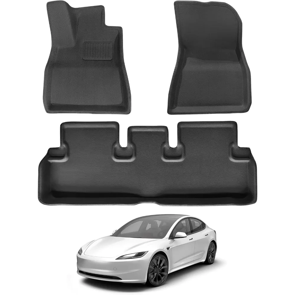 

All Weather TPE Floor Mats for Model 3 2020 2025 Highland 1st 2nd Row Waterproof Anti Slip High Edge Pedal Safe