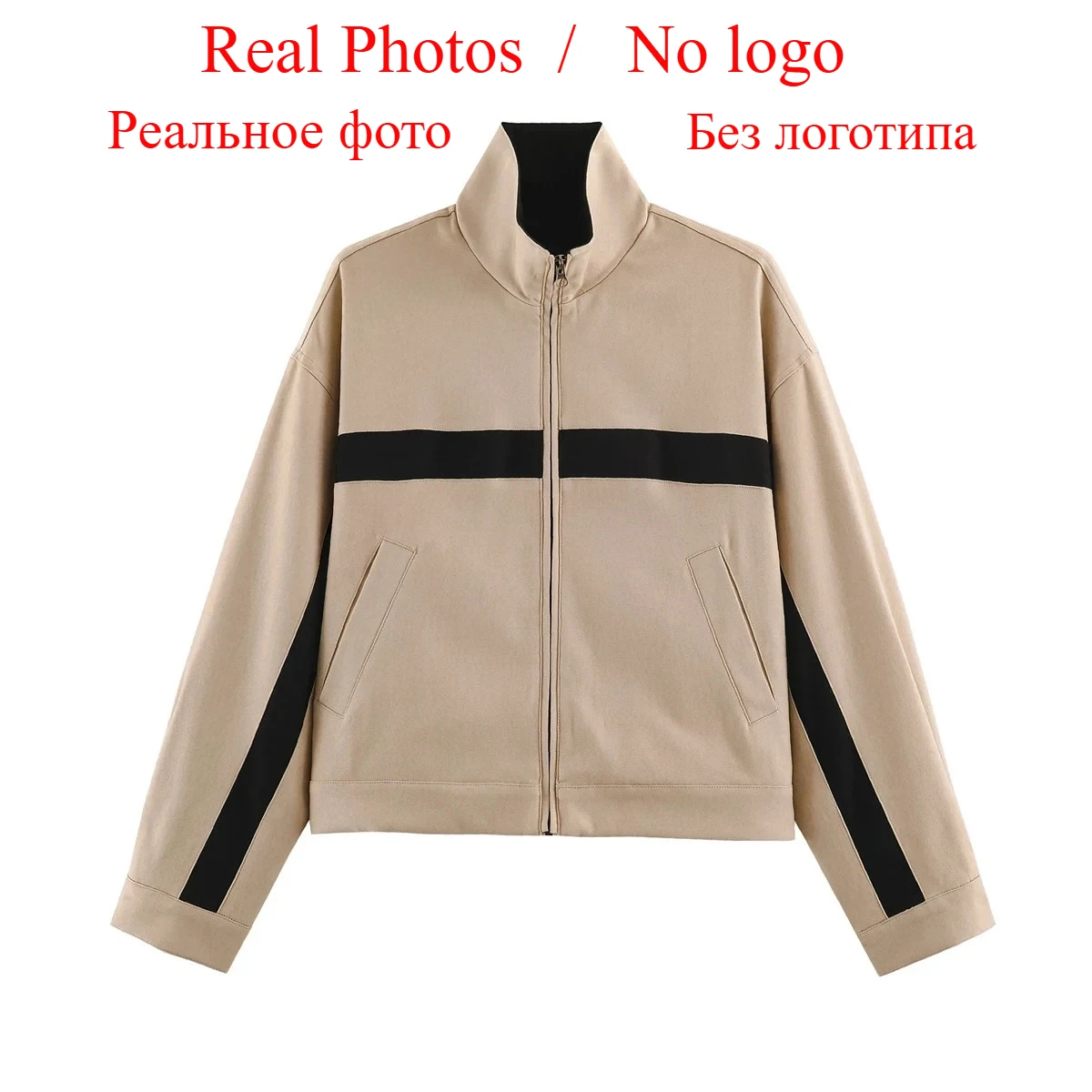 Suninheart Autumn Women's Jackets Oversized Vintage Bomber Jacket Zip Up Turn Down Collar Short Coat Streetwear Fashion Outwear image 5