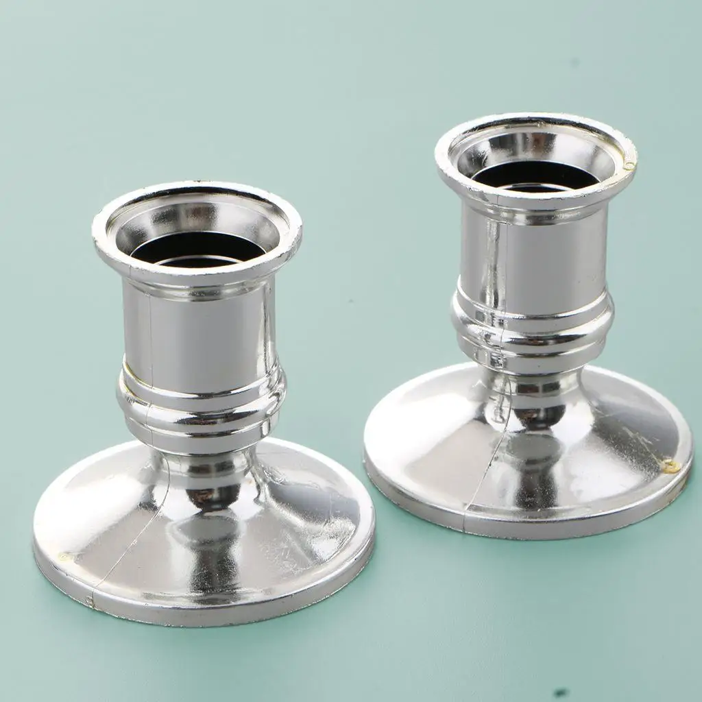 Electronic Candle Base Brass Plated Plastic Pillar Holder Decorative Candlestick Base for Table Top Wedding and Home Decoration