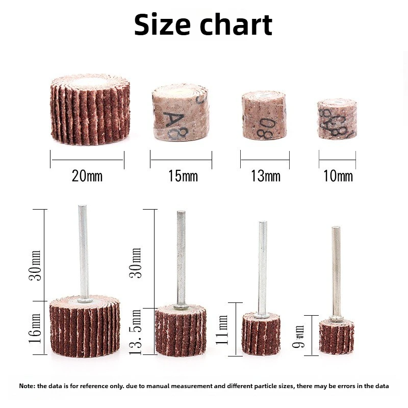 3mm Shaft Grinding Wheel 80-600 Grit Handle-Style Grinding Wheel Head Electric Grinding Head Polishing Multi-Blade Wheel
